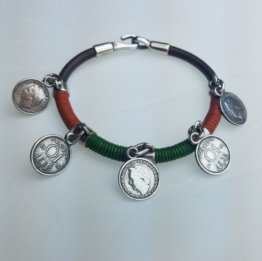 From Spain Leather Wrapped Coin Bracelet - Picture 2 of 7